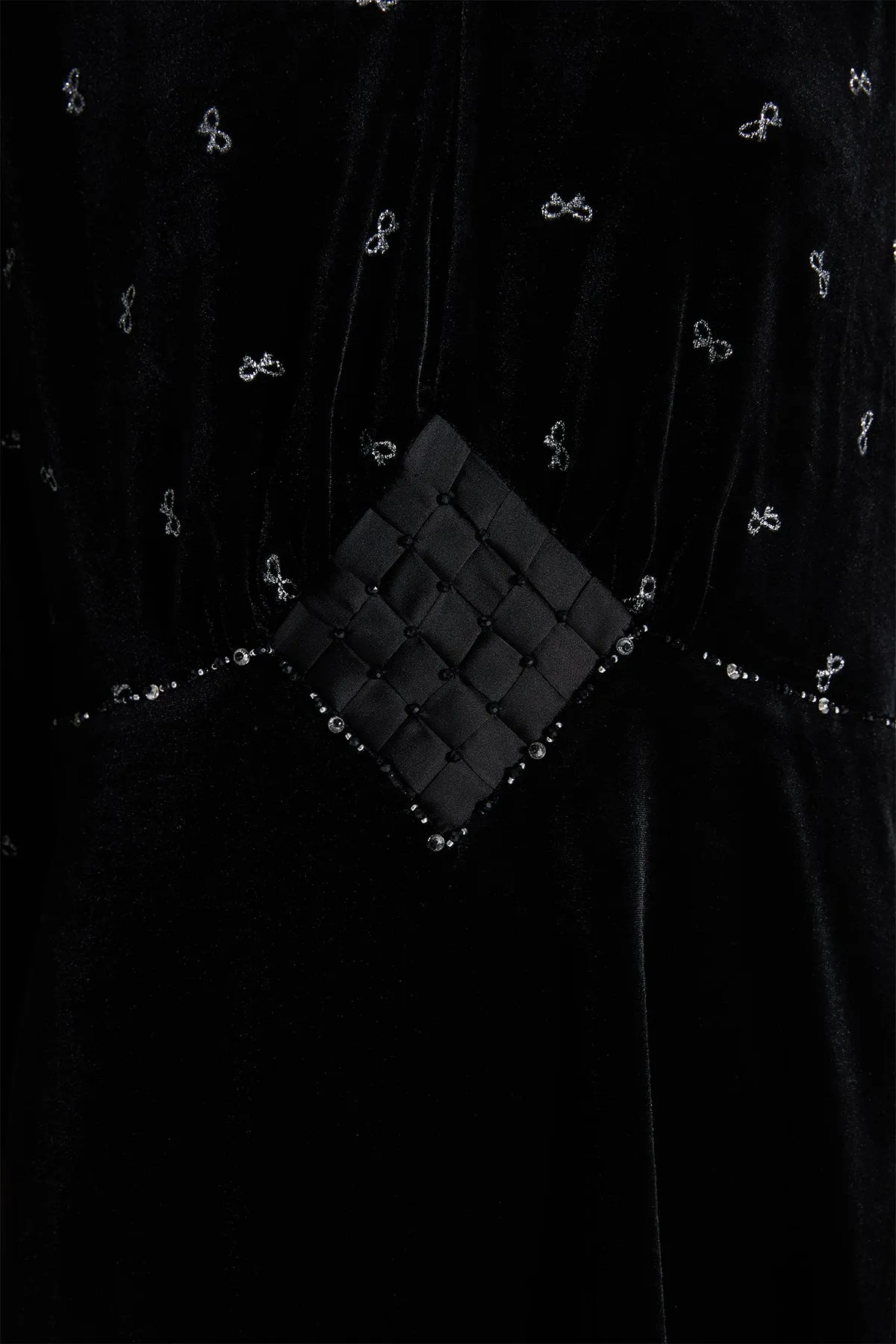 Camllie Rhinestones Silk Velvet Dress