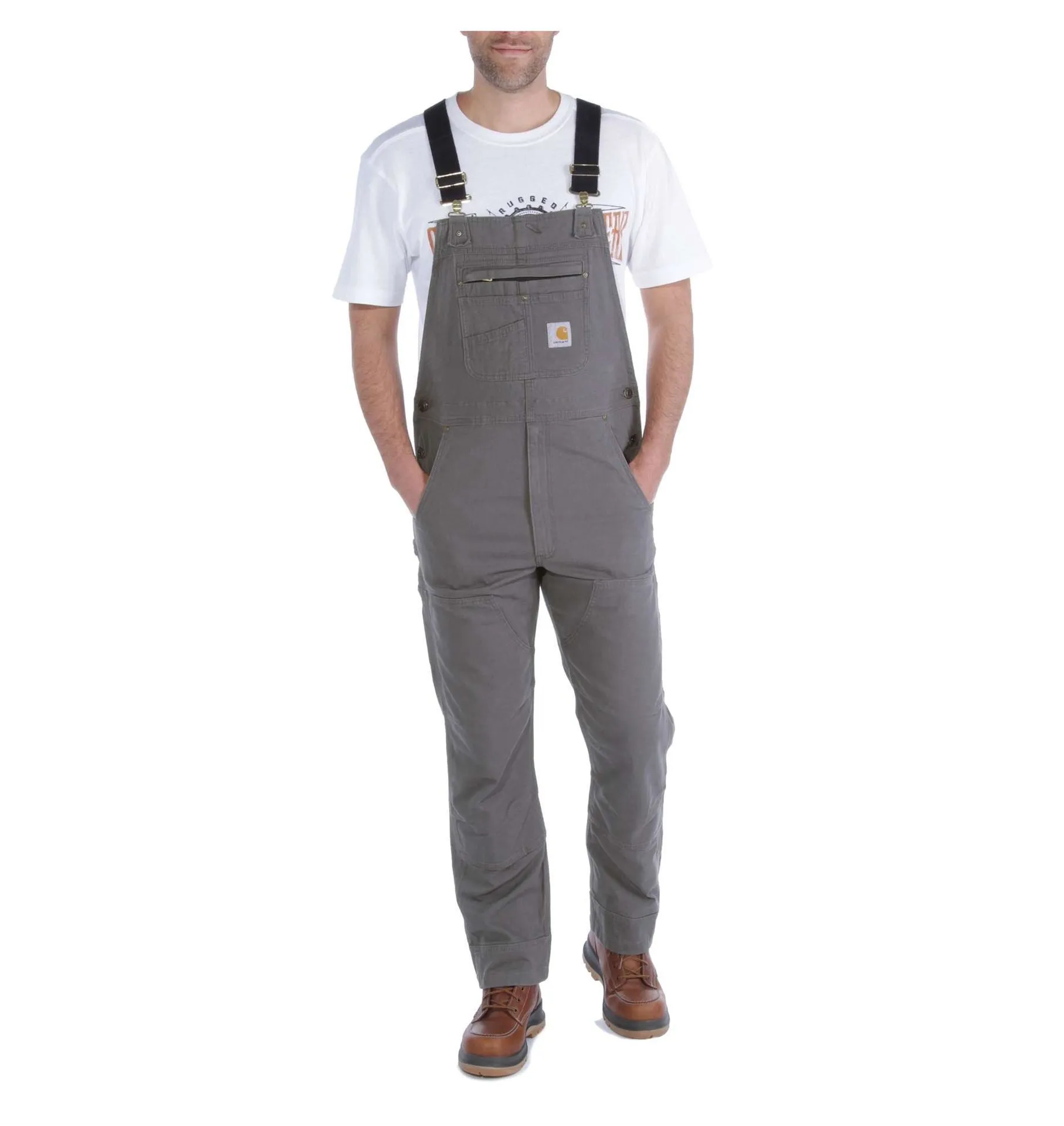 Carhartt Men's Rugged Flex Canvas Bib Overall Gravel 102987-039