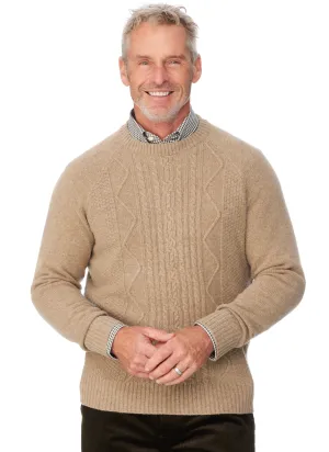 COLEBROOK CREW NECK CABLE - CAMEL