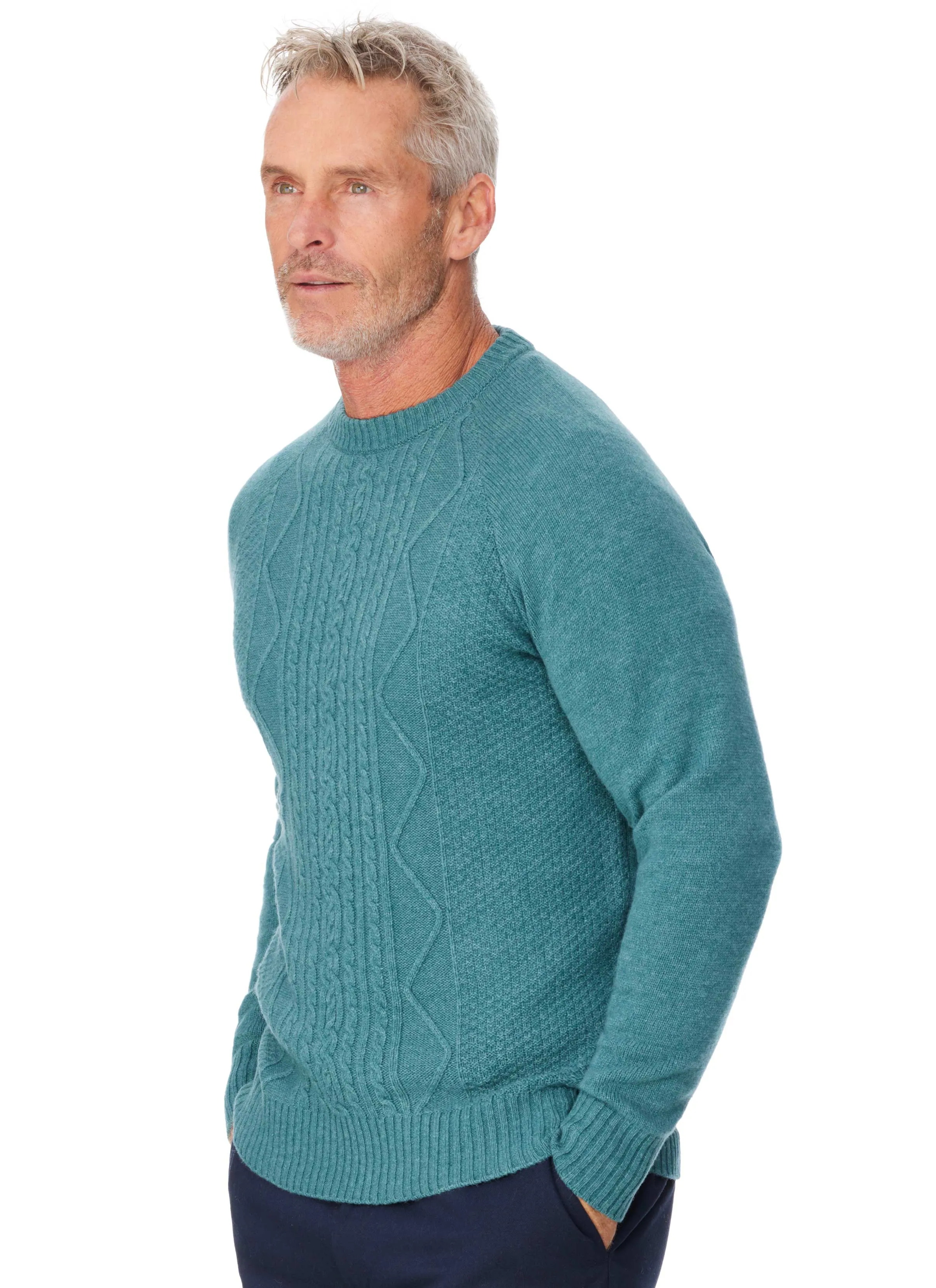 COLEBROOK CREW NECK CABLE - TEAL