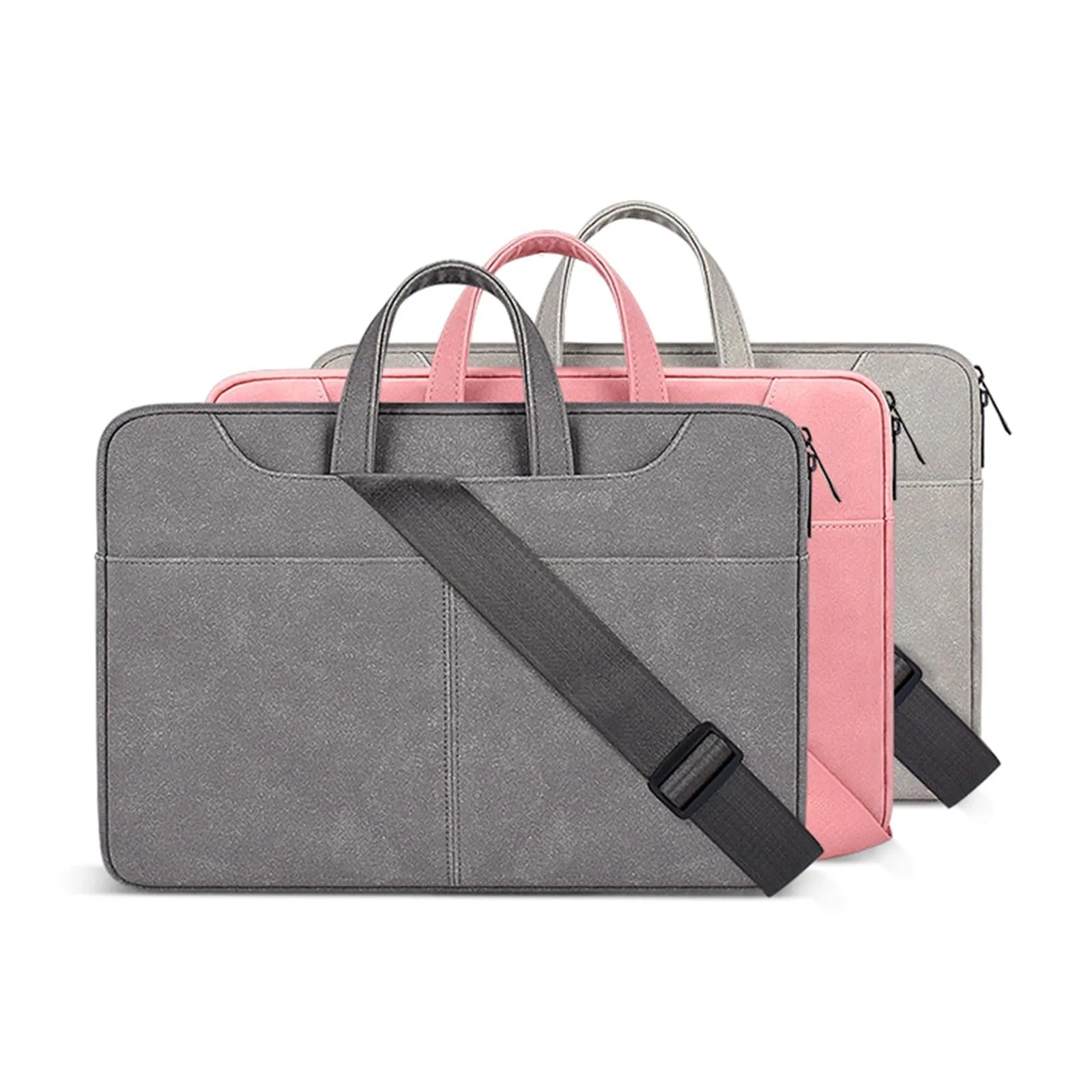 Detachable Shoulder Strap Business Laptop Bag - 14.1-15.4 Inch Frosted Pu