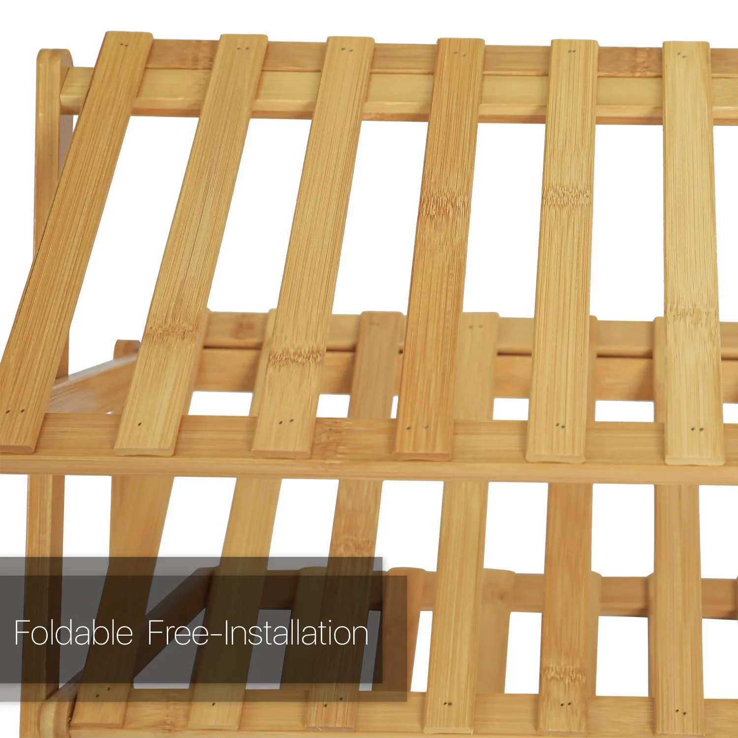 Foldable Multifunctional Shoe Rack Organizer - 5 Tier - Natural