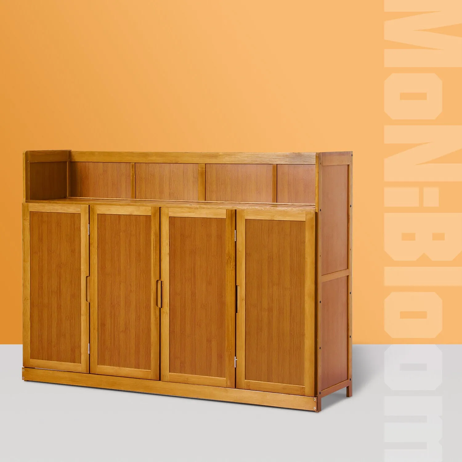 Folding Down Door Entryway Shoe Cabinet - Shelf Top with Boot Compartment - Brown