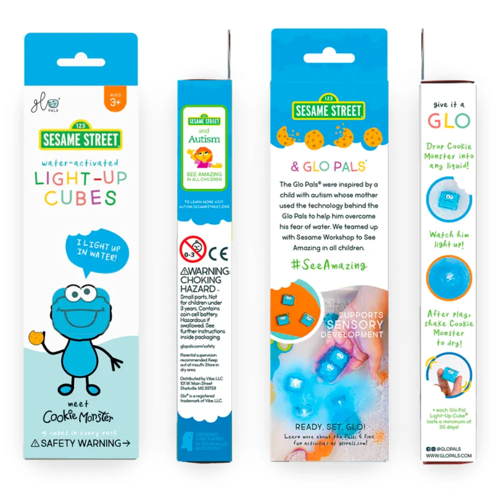 Glo Pals Light Up Cubes (4 pack) Sesame Street - Cookie Monster
