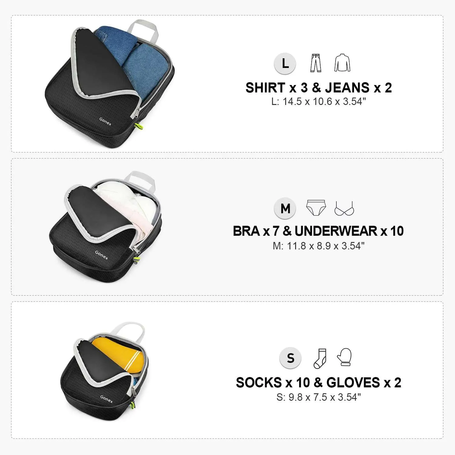 Gonex Extensible Packing Cubes 3Pcs Set