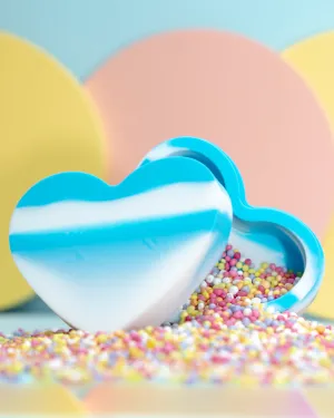 Heart Shaped Silicone Trinket Box - Blue & White