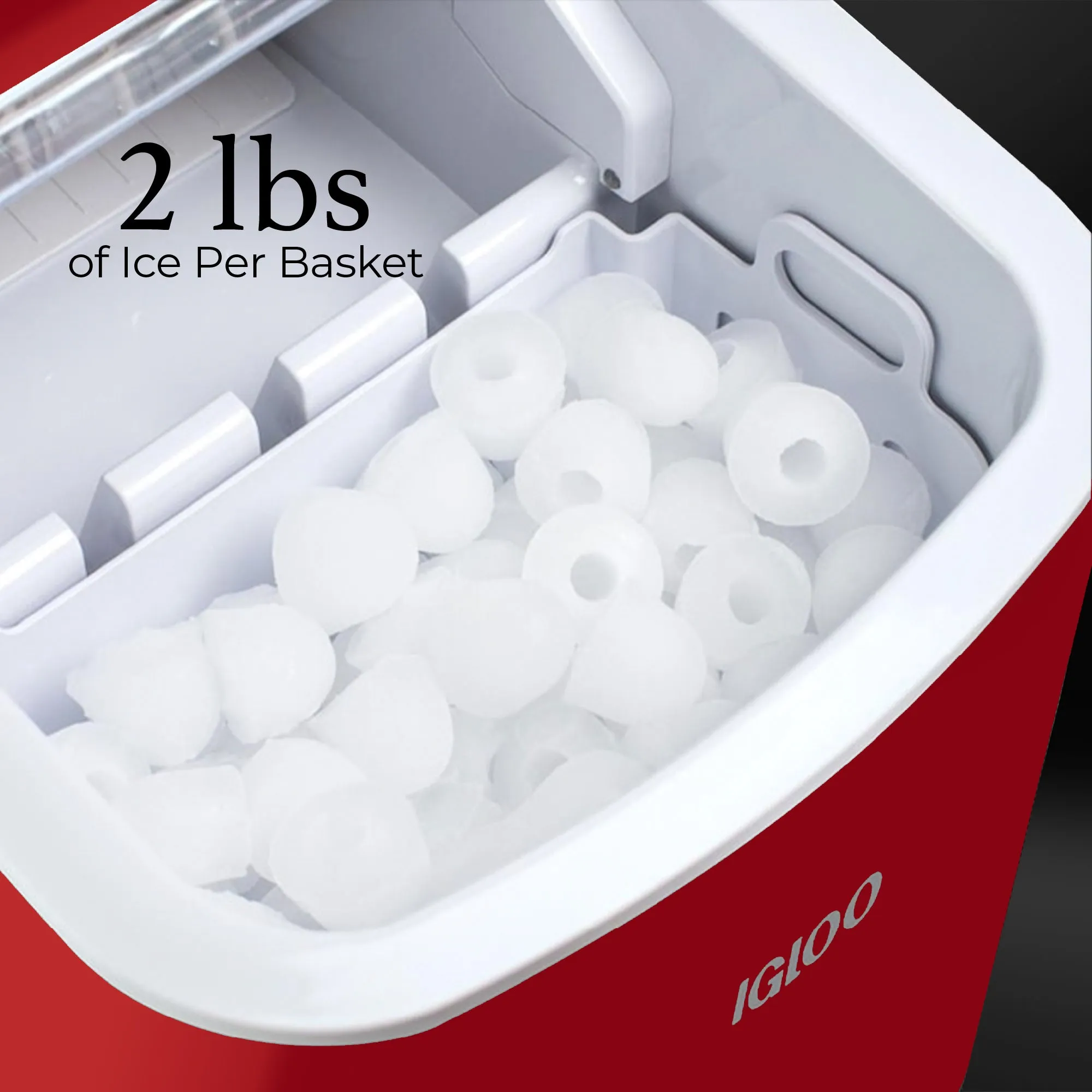IGLOO® 26-Pound Automatic Portable Countertop Ice Maker Machine - Retro Red