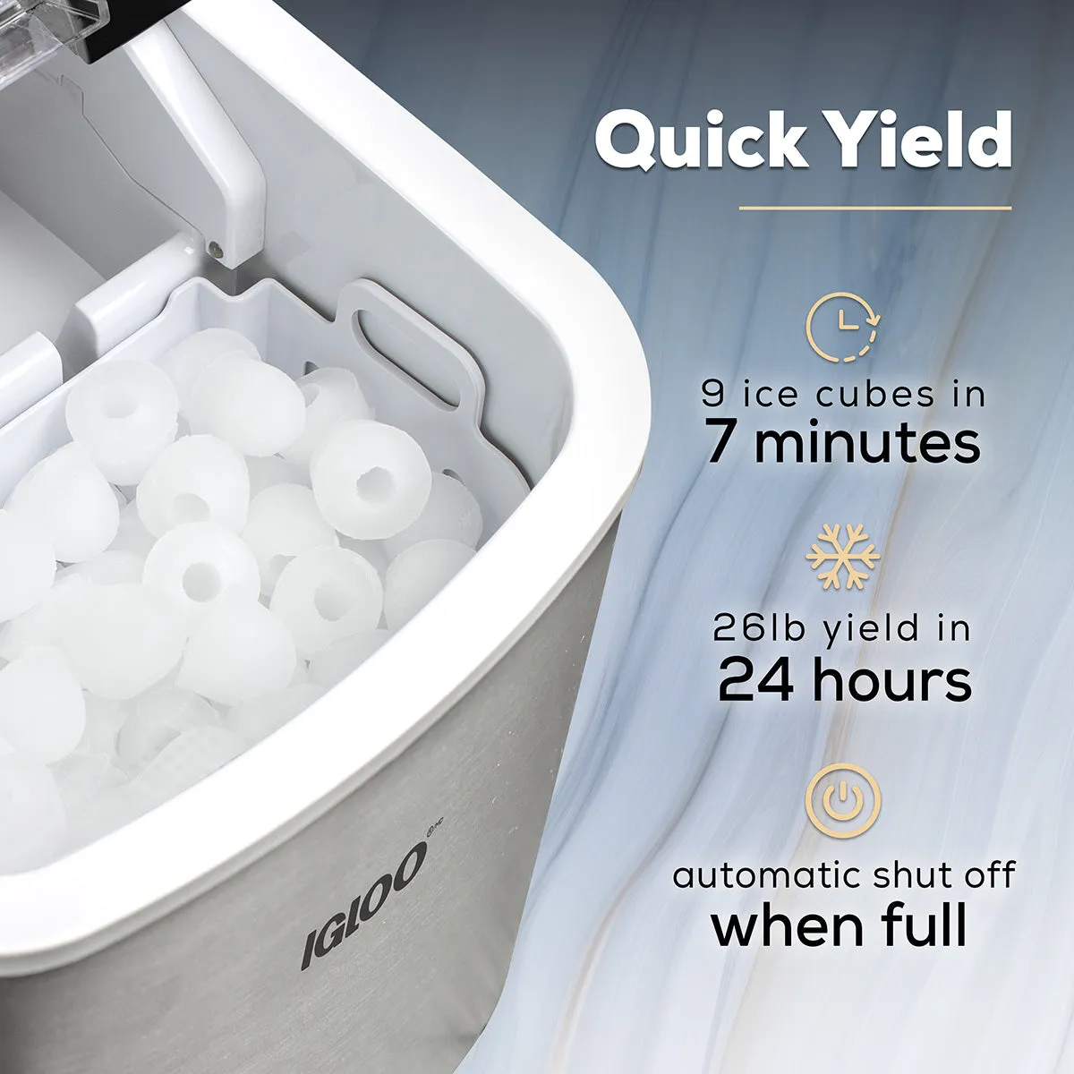 IGLOO® 26-Pound Automatic Self-Cleaning Portable Countertop Ice Maker Machine With Handle, Stainless Steel