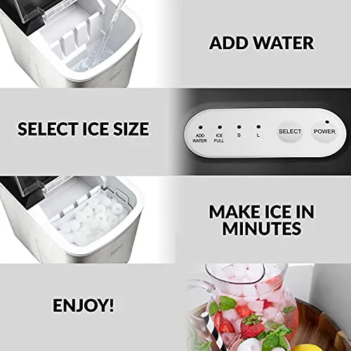 Igloo ICEB26SS Automatic Portable Electric Countertop Ice Maker Machine, 26 Pounds in 24 Hours, 9 Ice Cubes Ready in 7 minutes, With Ice Scoop and Basket, Perfect for Water Bottles, Stainless Steel