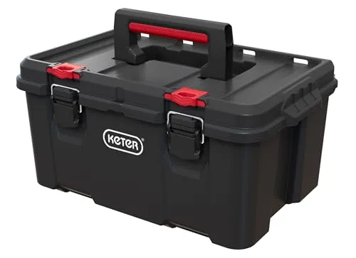 Keter Stack-n-Roll: 3-Piece Modular Tool Organizer, Rolling Storage, Black.