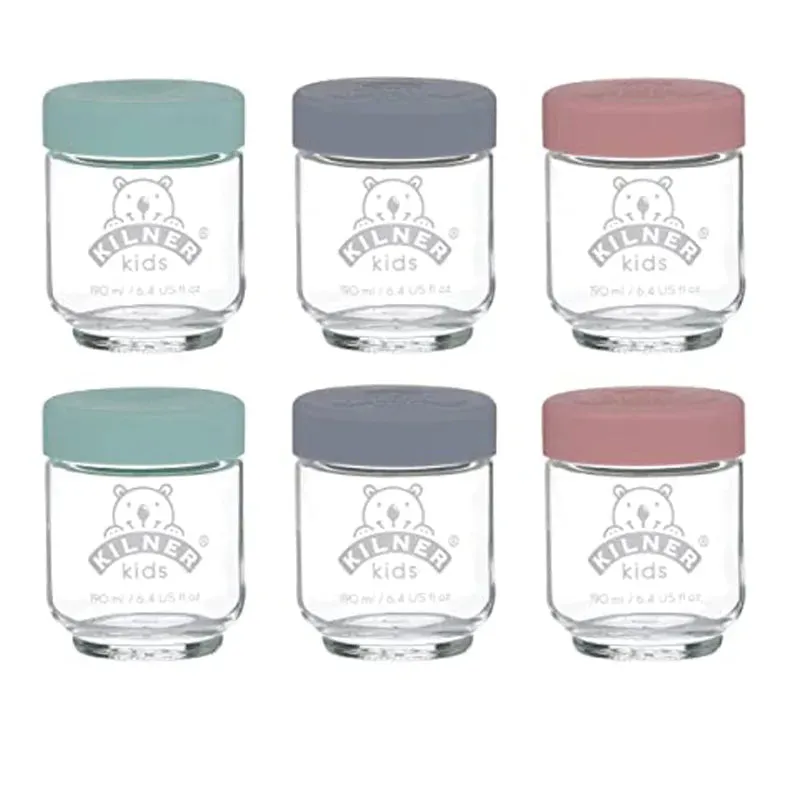 Kids Glass Jars with Silicone Lid | Set of 6 | 190 ML