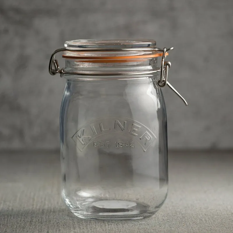 Kilner Clear Stylish Round Glass Jars | 1 Liter