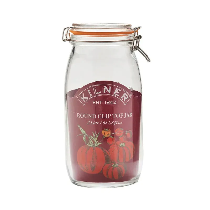 Kilner Clear Stylish Round Glass Jars | 2 Liter