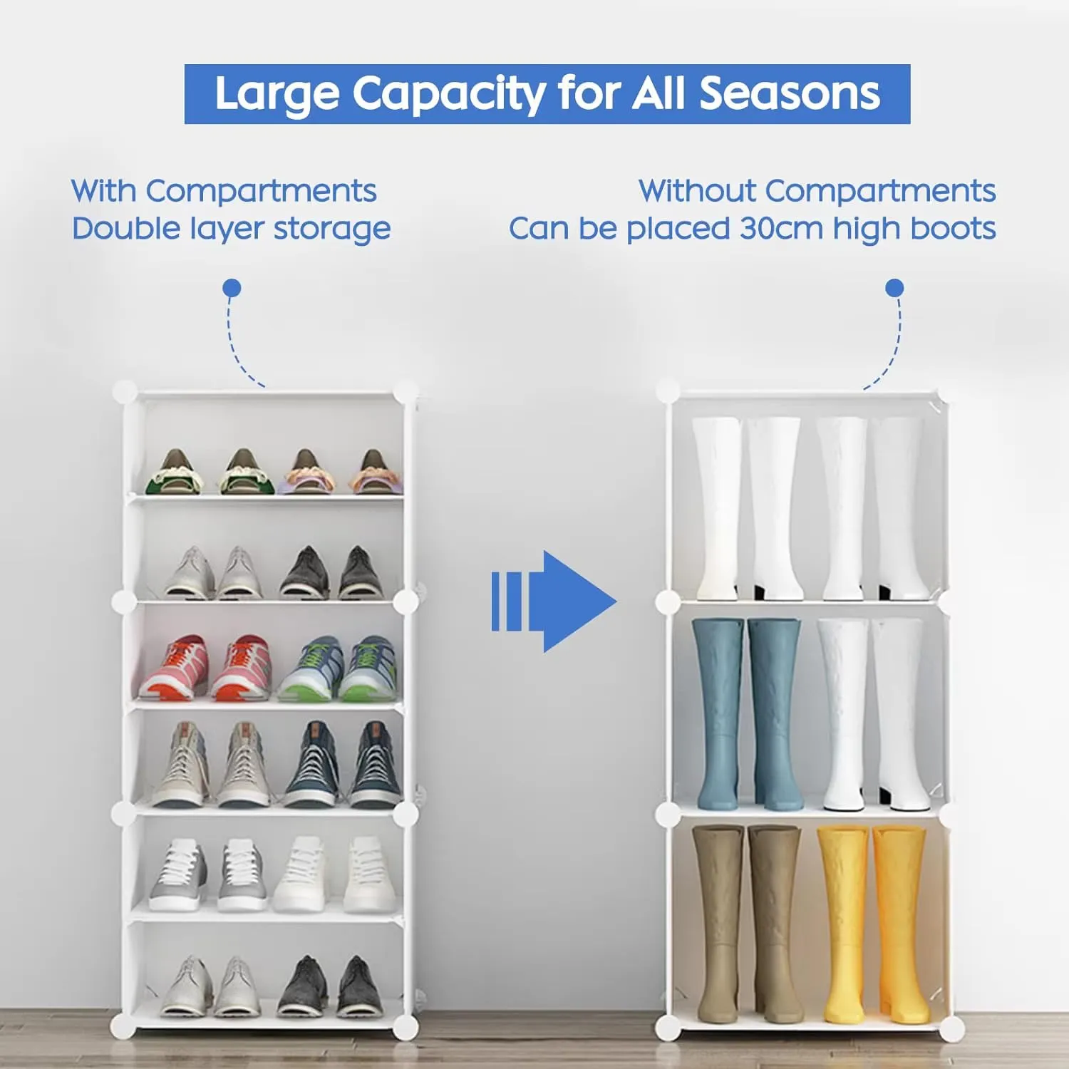 Krishyam® Portable Shoe Rack Organizer, Plastic Cube Storage 24 Pair Tower 12 Steps Plastic Shoe Rack (12 Shelves, DIY(Do-It-Yourself))