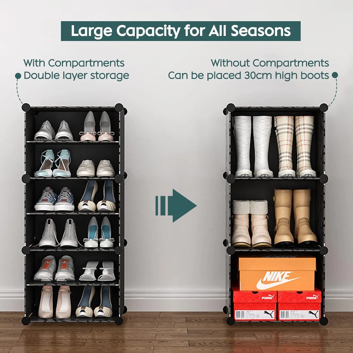 Krishyam® Portable Shoe Rack Organizer, Plastic Cube Storage 24 Pair Tower 12 Steps Plastic Shoe Rack (12 Shelves, DIY(Do-It-Yourself))