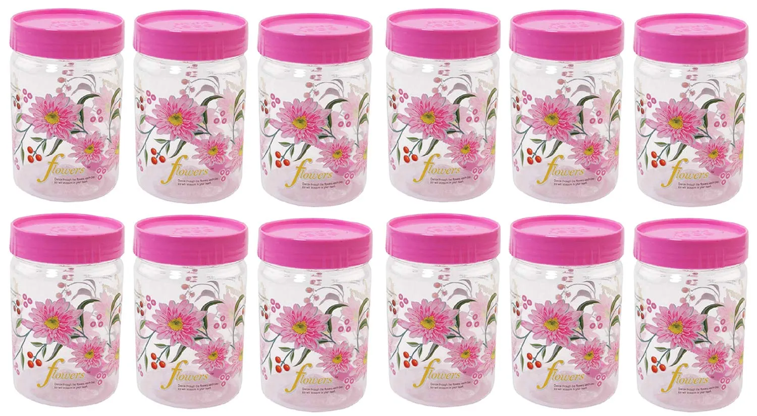 Kuber Industries 12 Piece Plastic Container Set, 1100ml, Pink