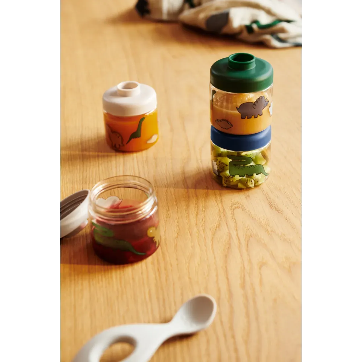 Liewood - Dominique Baby Food Boxes 4-Pack - Dinosaurs / Mist