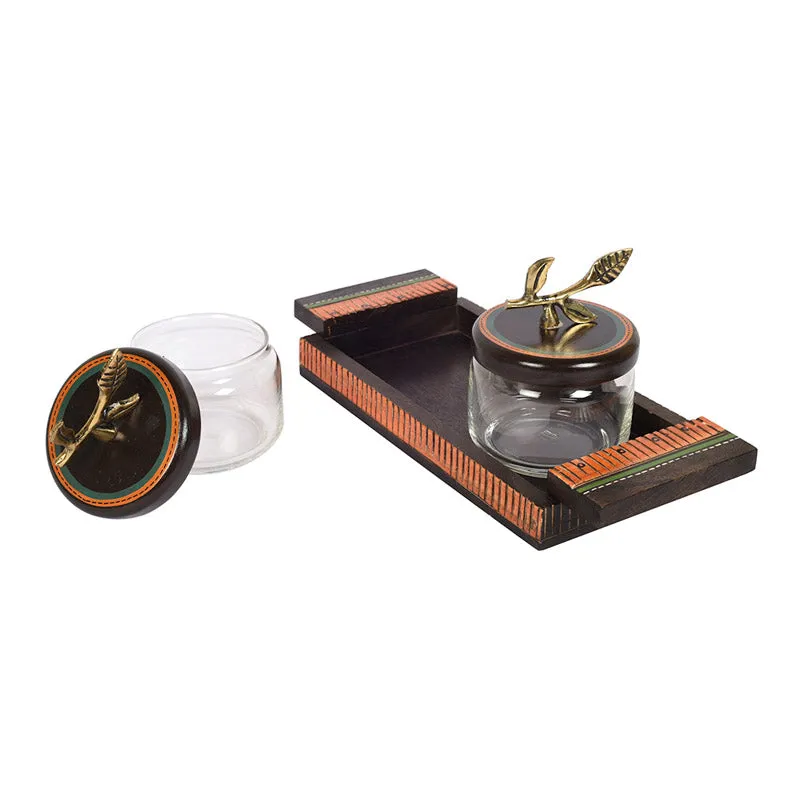 Nivedita Dry Fruit Jar With Tray - Three Piece Set