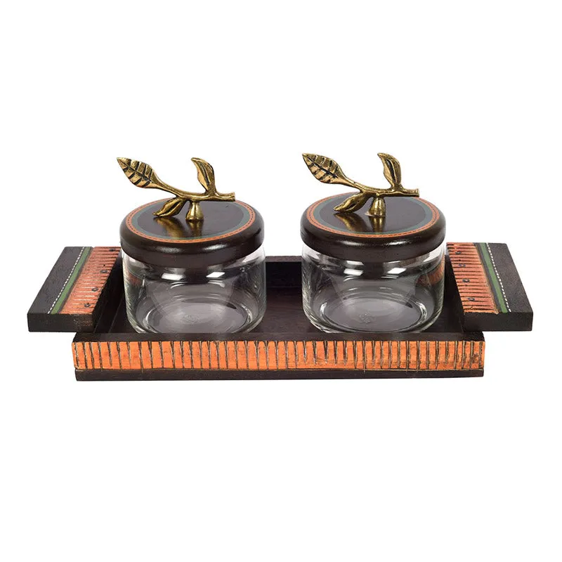 Nivedita Dry Fruit Jar With Tray - Three Piece Set