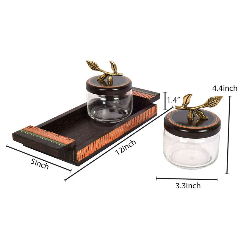 Nivedita Dry Fruit Jar With Tray - Three Piece Set