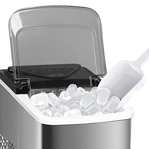 Northair Stainless Steel Portable Countertop Ice Maker with Ice Scoop and Basket 26 lb. Daily Capacity - Silver