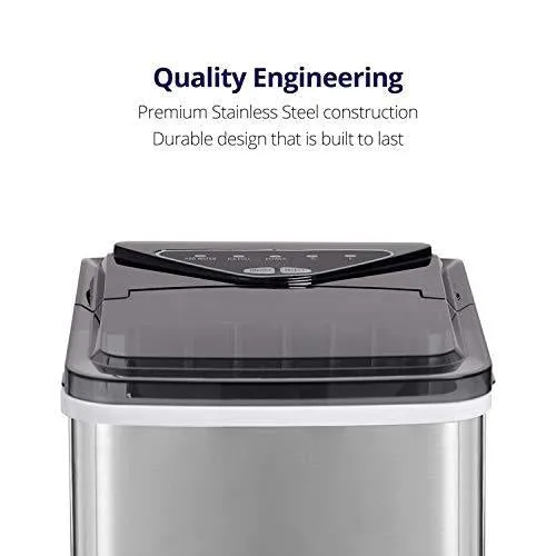 Northair Stainless Steel Portable Countertop Ice Maker with Ice Scoop and Basket 26 lb. Daily Capacity - Silver