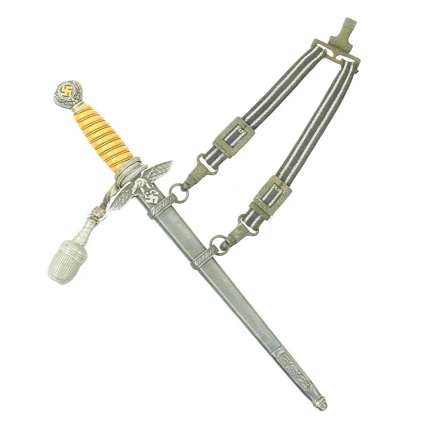 Original WWII German 2nd Model Luftwaffe Dagger by Carl Eickhorn with Belt Hanger and Portepee