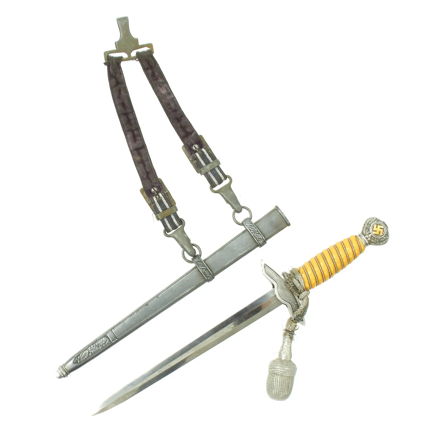 Original WWII German 2nd Model Luftwaffe Dagger by Carl Eickhorn with Belt Hanger and Portepee