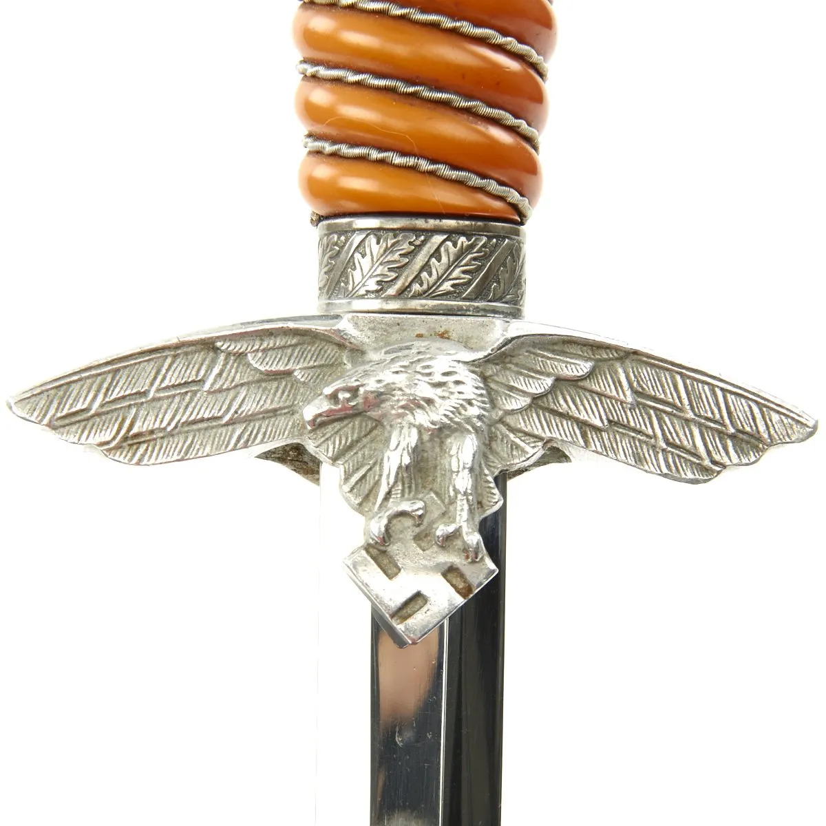 Original WWII German Early 2nd Model Luftwaffe Dagger by SMF with Nickel-Plated Blade and Hanger