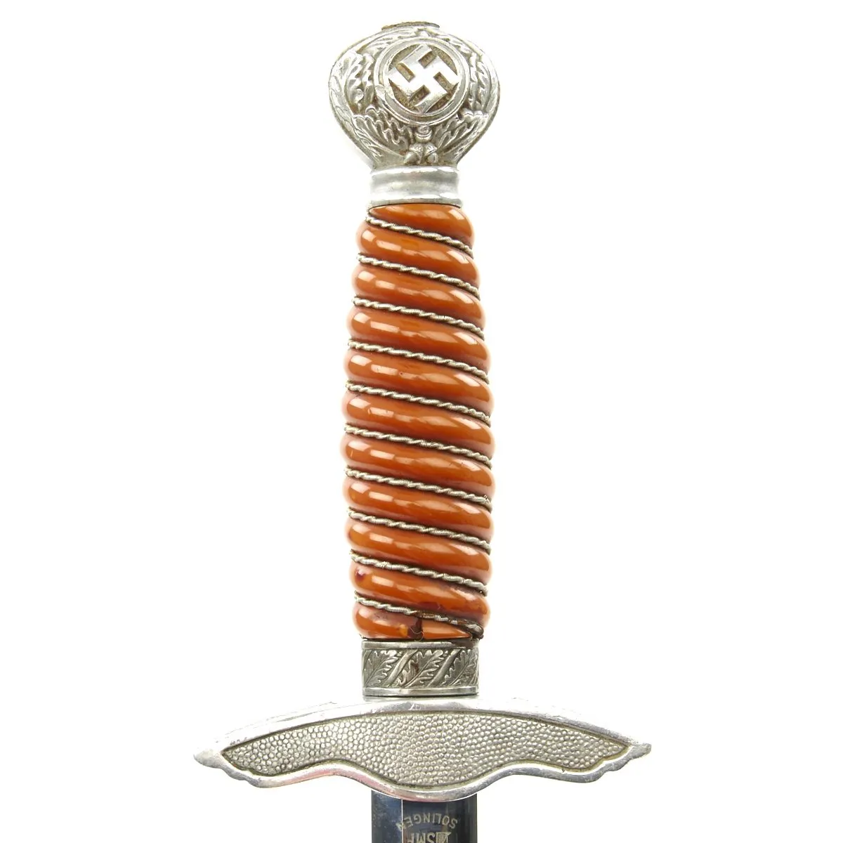 Original WWII German Early 2nd Model Luftwaffe Dagger by SMF with Nickel-Plated Blade and Hanger