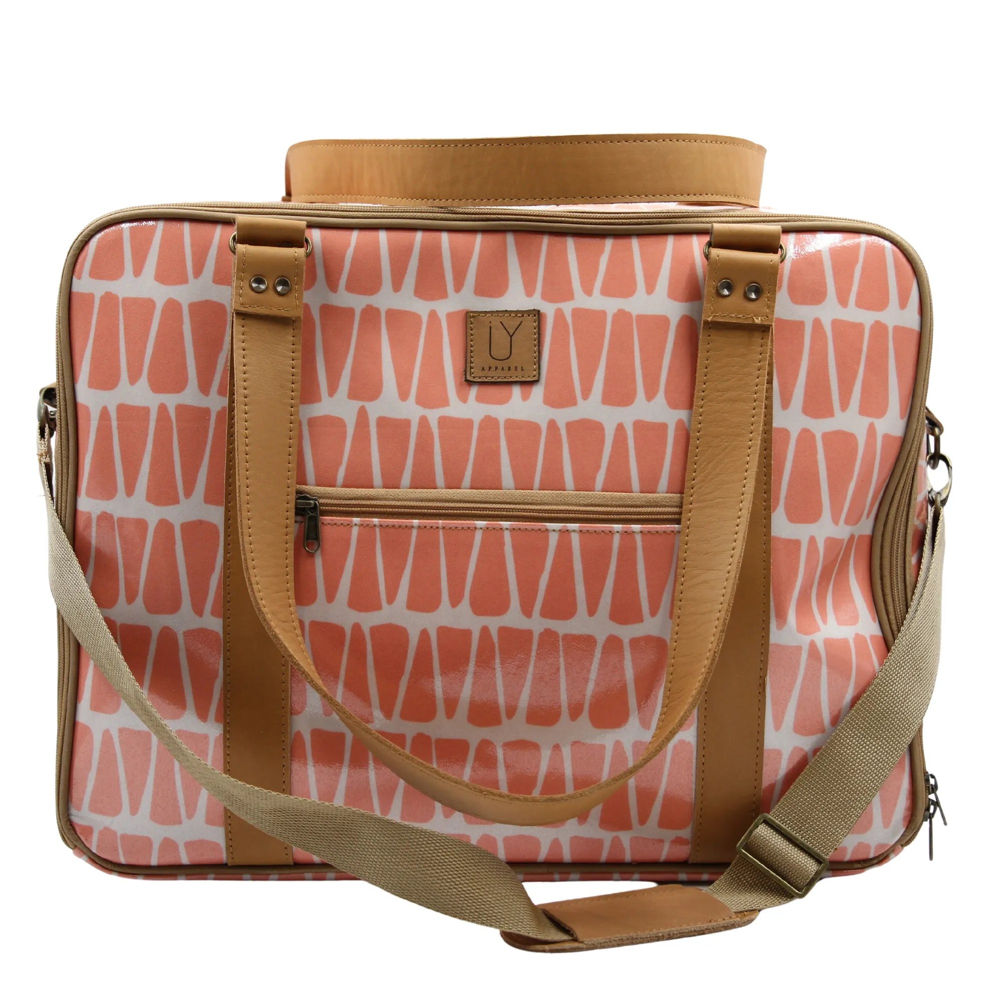 Overnight Bag with Leather Handles - Cracked Earth Coral