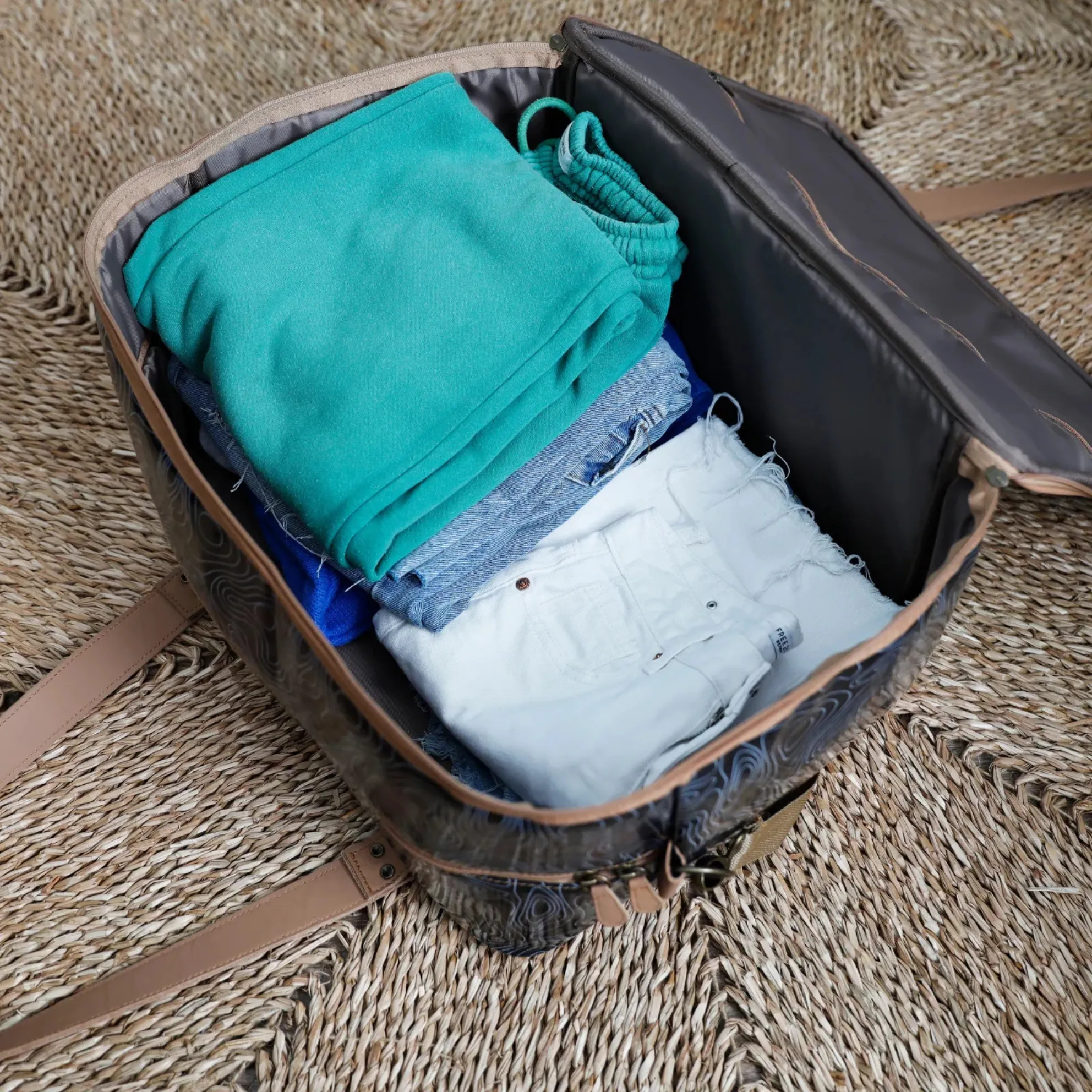 Overnight Bag with Leather Handles - Reed Pink