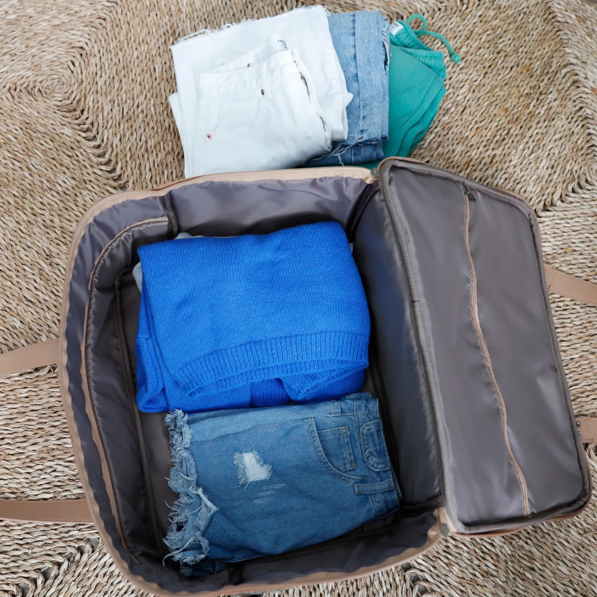 Overnight Bag with Leather Handles - Reed Pink