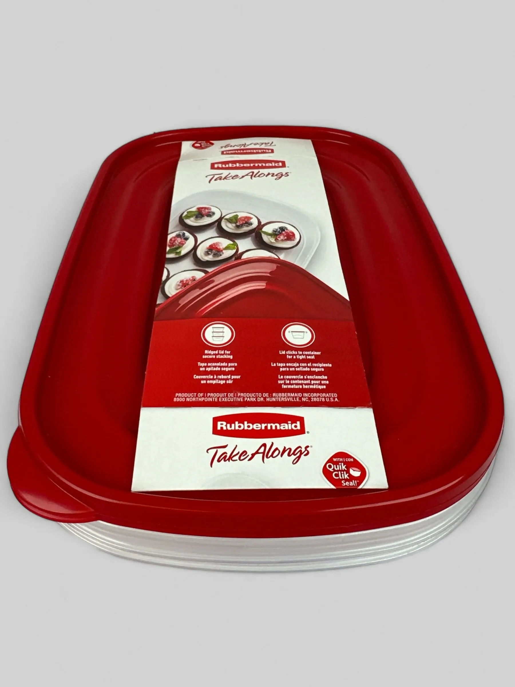 Rubbermaid Plastic Rectangle Food Storage Containers | Ruby Red | 2 Pack
