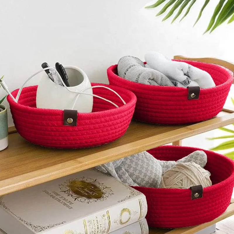 Stellen Natural Fiber Organizer (Red) - Set Of Three