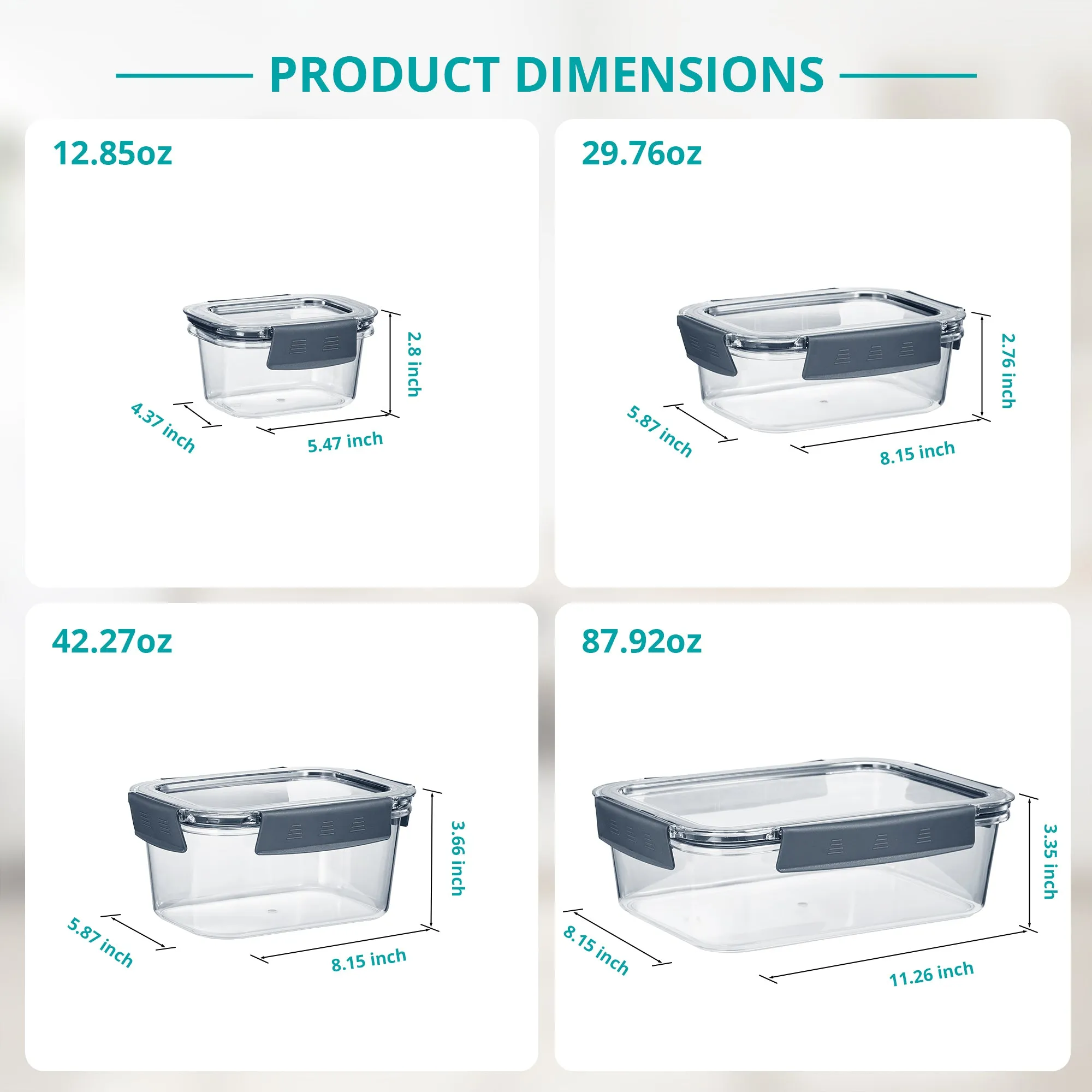 Variety Pack Food Storage Airtight Containers (16 Pack)