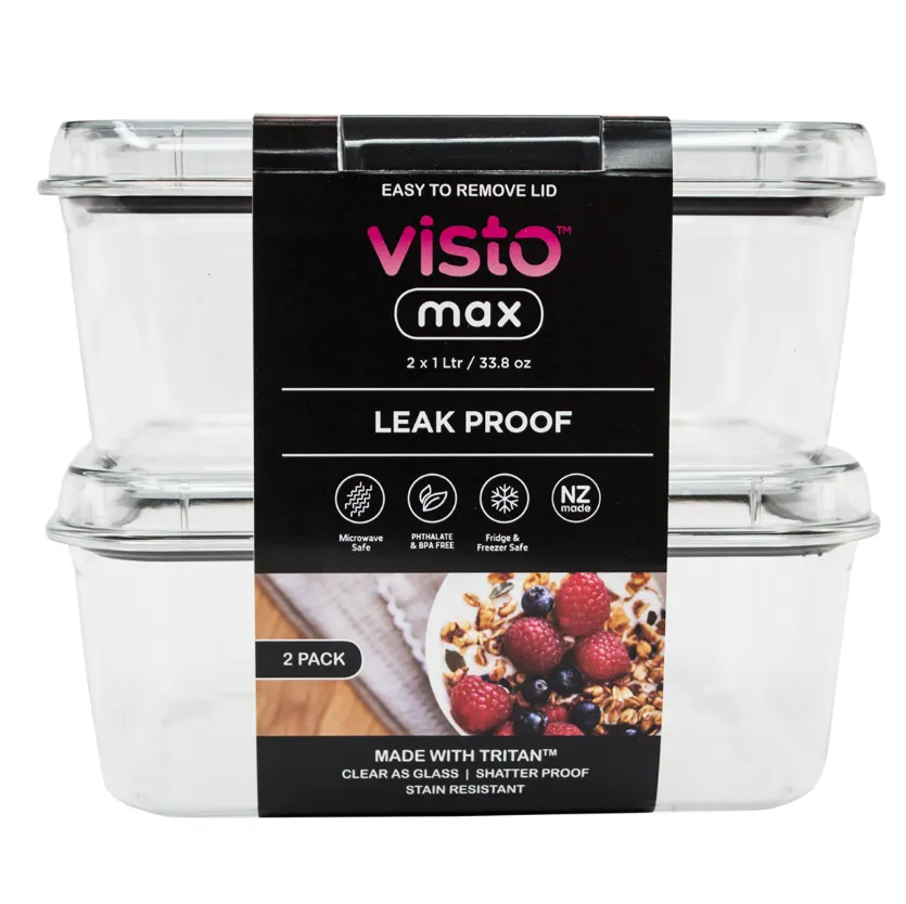 Visto Max 1L Food Storage Containers – Charcoal Twin Pack
